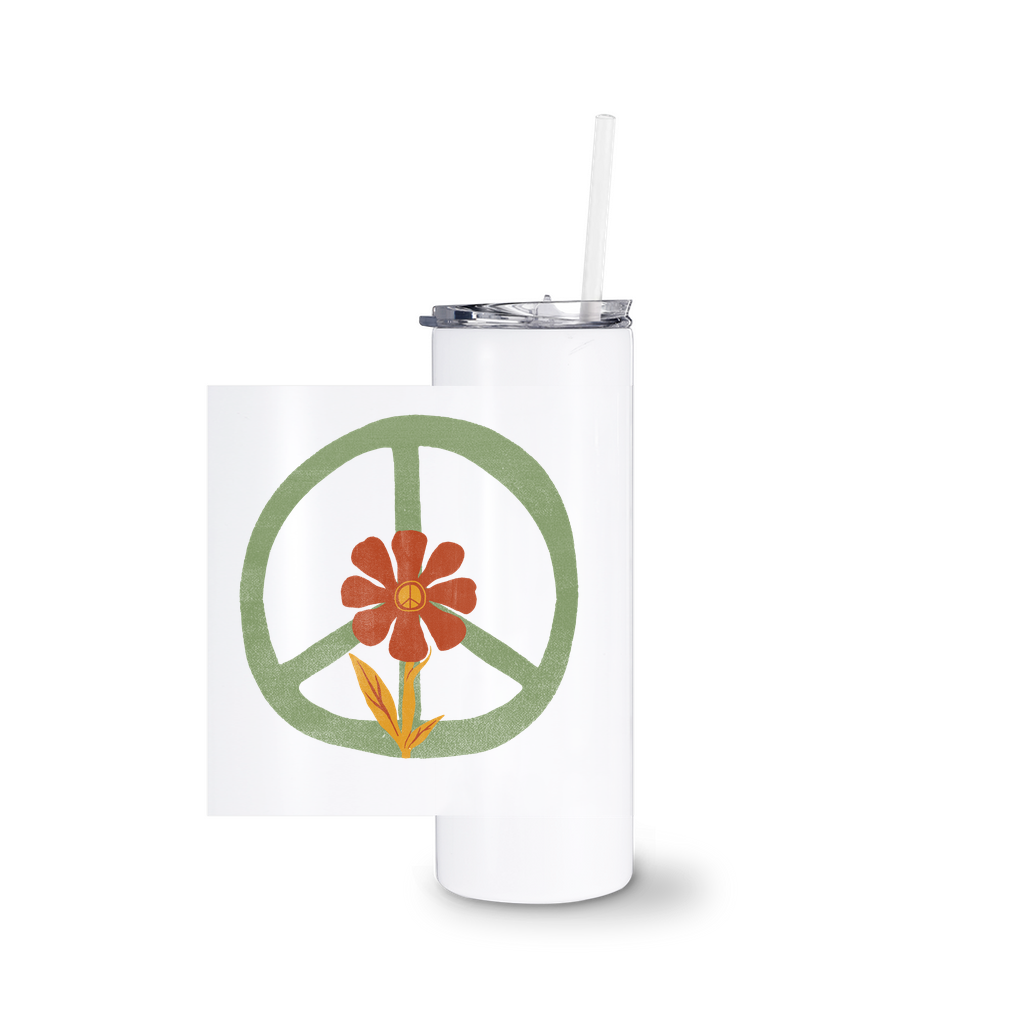 Peace Out White Tumbler With Straw